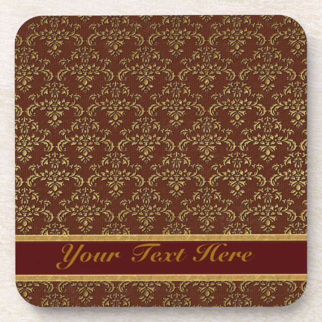 Porta-copo Castanho e Cor damasco Dourada (Frente)