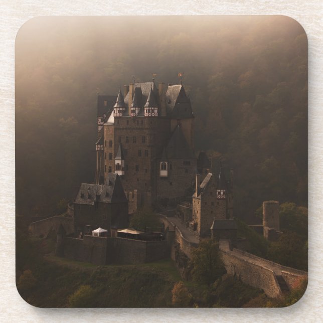 Porta-copo Castelo de Eltz do Burg na névoa da manhã (Frente)