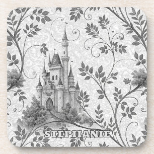 Porta-copo Castelo de Fairytale em Escala de Cinza com Fronte