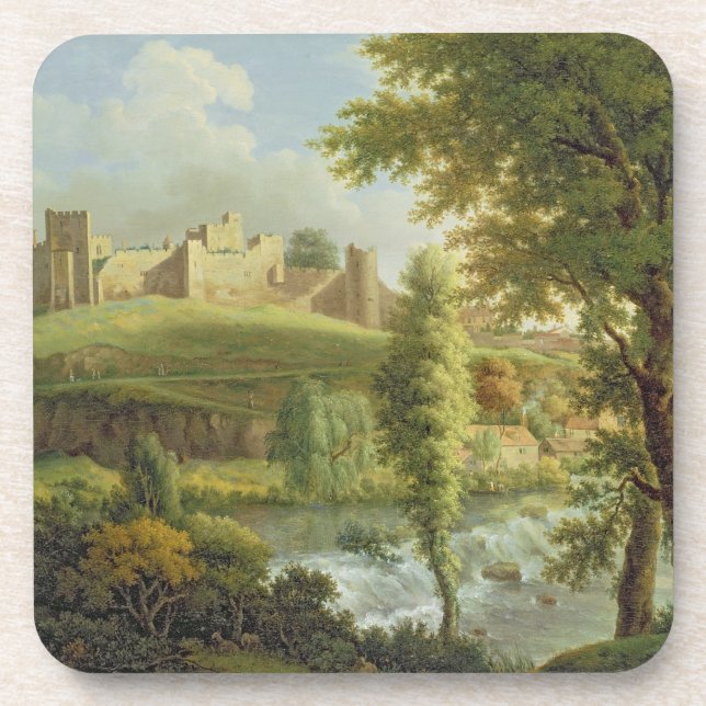 Porta-copo Castelo Ludlow com Dinham Weir, do Sul-Oeste (Frente)