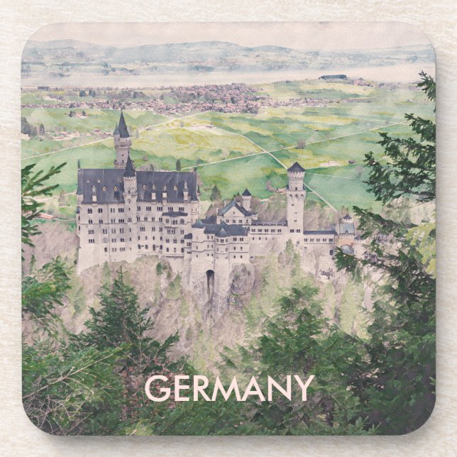 Porta-copo Castelo Retro Neuschwanstein na Alemanha (Frente)