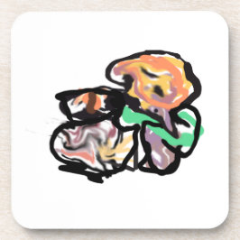 Porta-copo Cat and flowers  fun