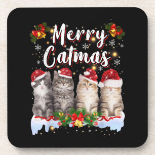 Porta-copo Cat Christmas Santa Hat Engraçado Feliz Catmas