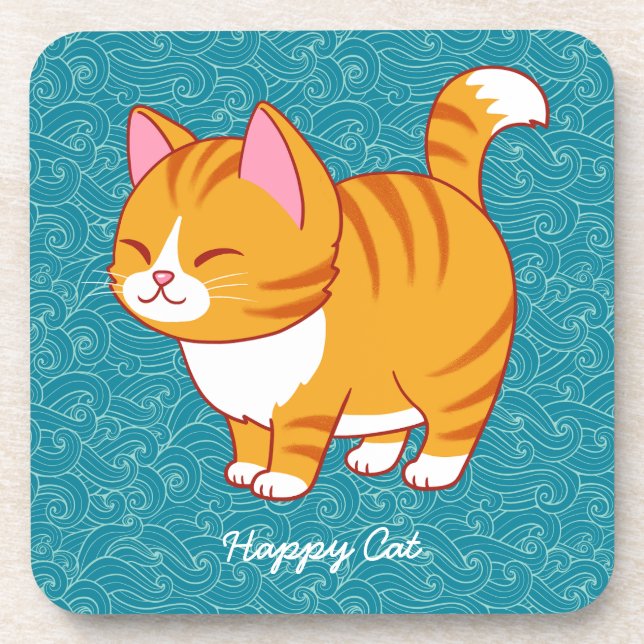 Porta-copo Cat Feliz Personalizado (Frente)
