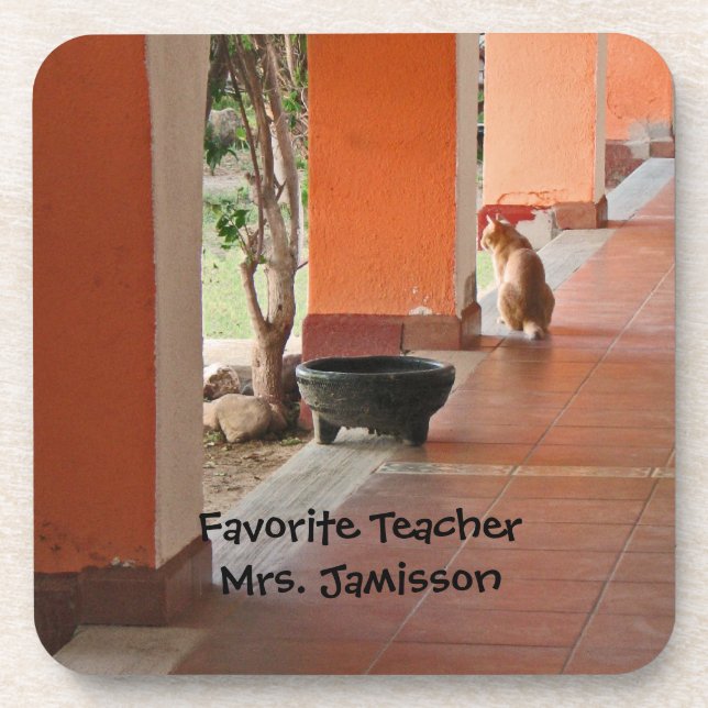 Porta-copo Cat, Gato, Personalized Name, Favorite Teacher (Frente)