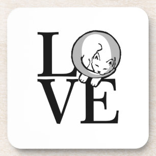 Porta-copo Cat Love Clique para Personalizar Cor de Fundo