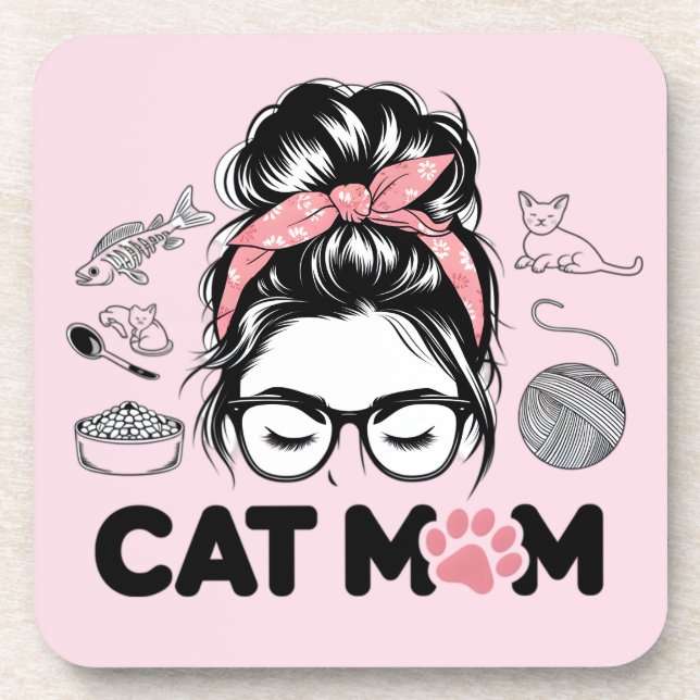 Porta-copo "Cat Mom" Funny Cute Cat Lover Women (Frente)