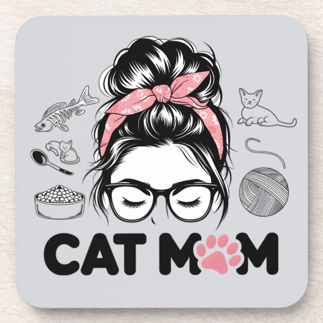 Porta-copo "Cat Mom" Funny Cute Cat Lover Women (Frente)