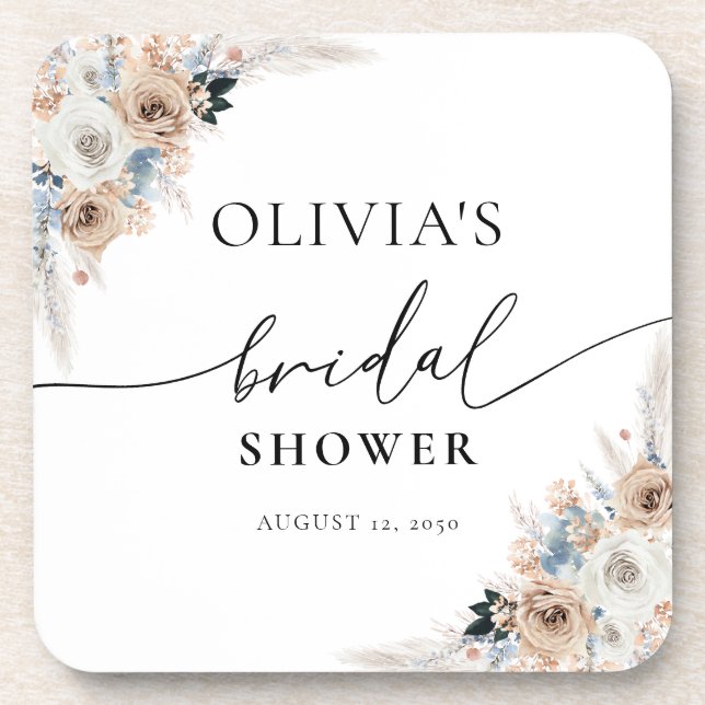 Porta-copo Catástrofe De Bebidas Florais De Ivory E Blue Boho (Frente)