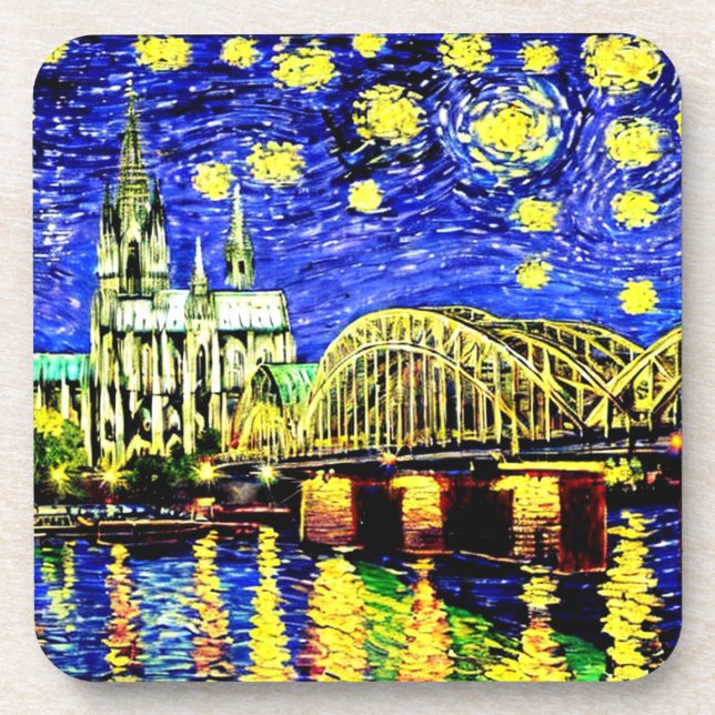 Porta-copo Catedral de Starry Night Cologne Alemanha (Frente)