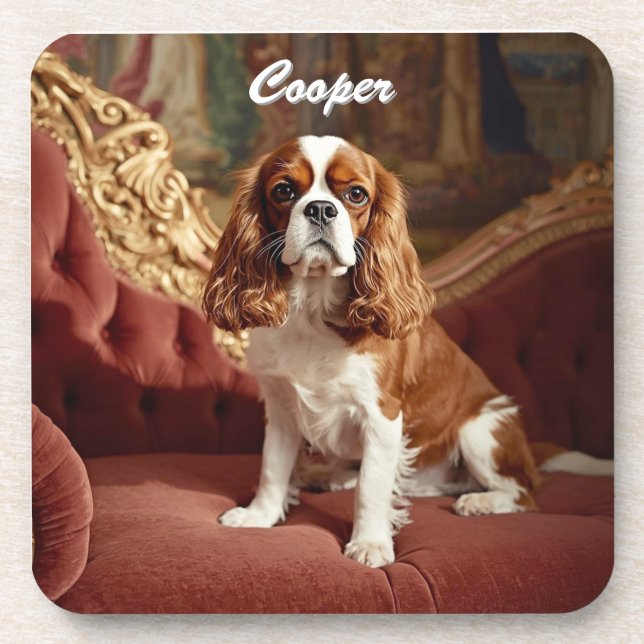 Porta-copo Cavalier King Charles Personalizado Conjunto de Po (Frente)