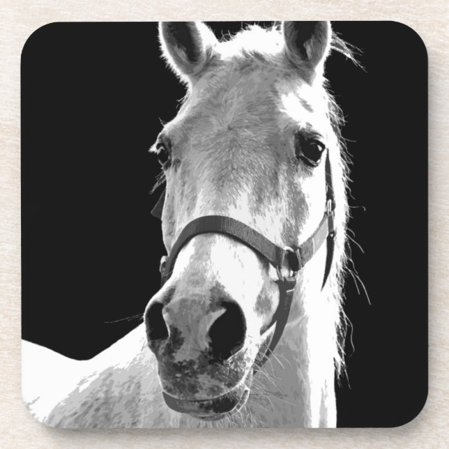 Porta-copo Cavalo Branco Negro Fechado na Noite (Frente)