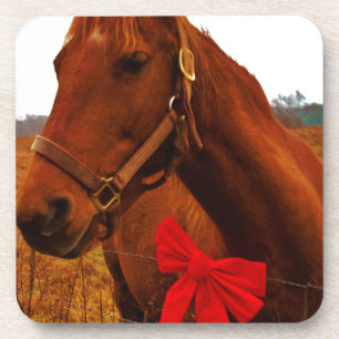 Porta-copo Cavalo com Laço Vermelho