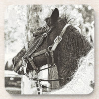 Cavalo de arte gráfico branco e preto estilizado o