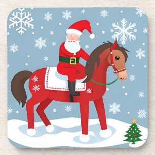 Porta-copo Cavalo de Feriado Festivo em Chapéu de Papai Noel