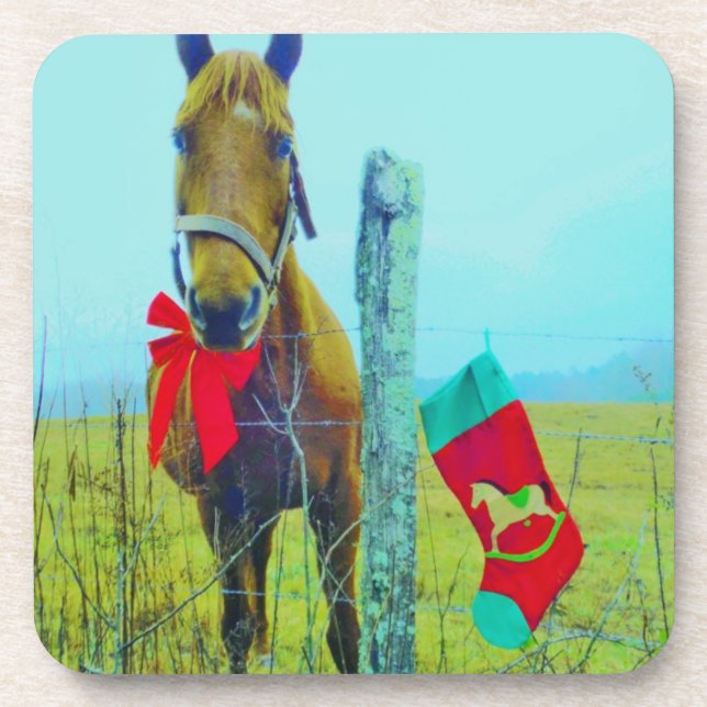 Porta-copo Cavalo de Natal Castanho (Frente)