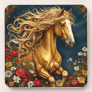 Porta-copo Cavalo Dourado com Crina Fluindo