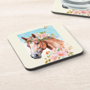 Porta-copo Cavalo e Flores de Aquarela 6