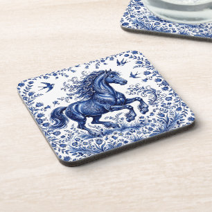 Porta-copo Cavalo Frísio em Prado no Estilo Delftware de Delf