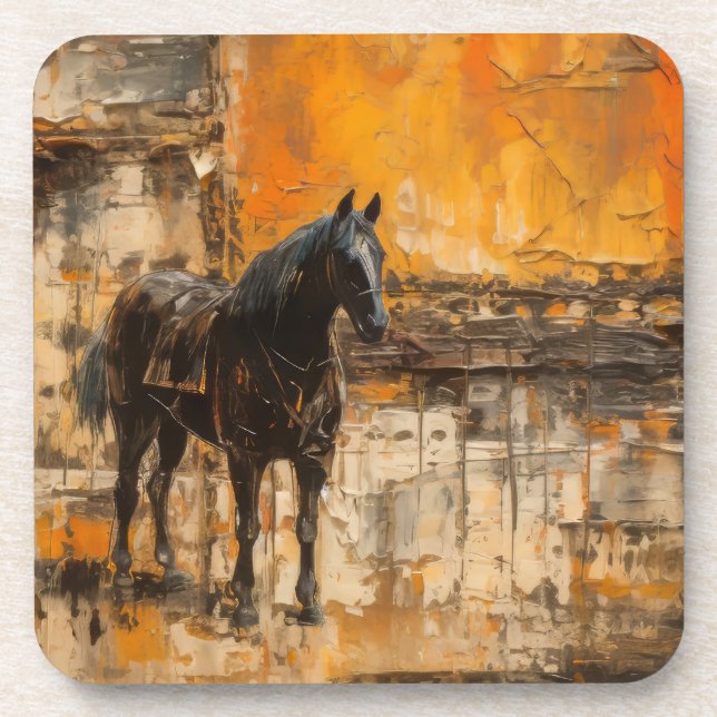Porta-copo Cavalo Majestoso em Abstrato Sunset (Frente)