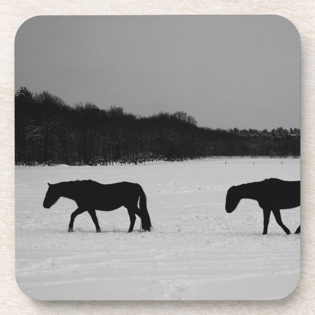 Porta-copo Cavalos no litoral da neve (Frente)