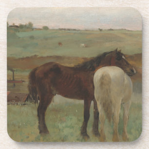 Porta-copo Cavalos num Prado, Pintura a Petróleo, Edgar Degas