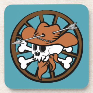Porta-copo Caveira e Ossos Cruzados de Cowboy Fofo
