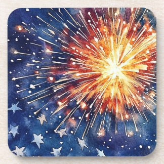 Porta-copo Celebração da América. Estrelas e fogos de artifíc