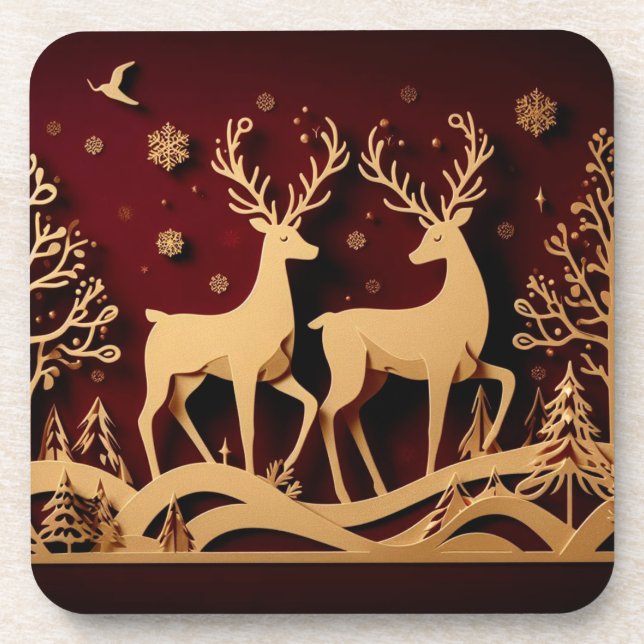Porta-copo Celestial Reindeer Waltz – Golden Forest (Frente)