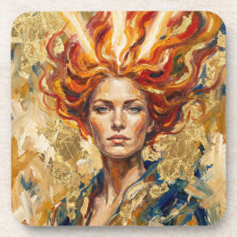 Porta-copo Celtic Fire Goddess Brigid Gold Leaf Fantasy Art