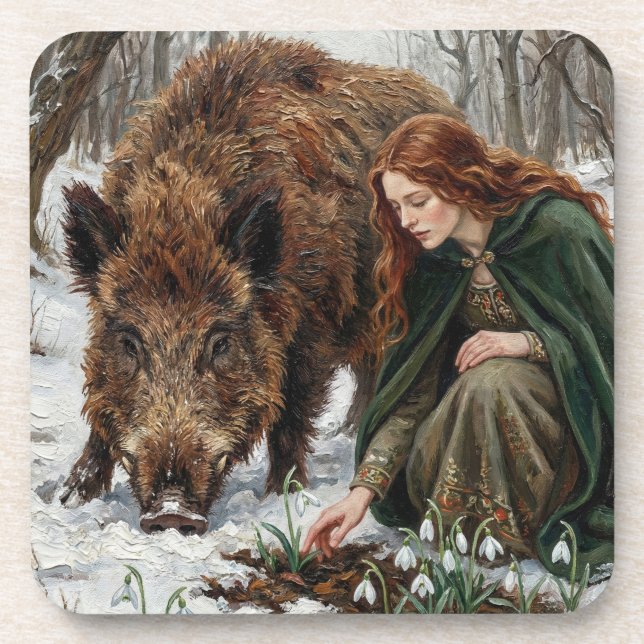 Porta-copo Celtic Goddess & Wild Boar (Frente)