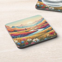 Porta-copo Cena de Montanha Moderna com Pôr do Sol Vibrante &