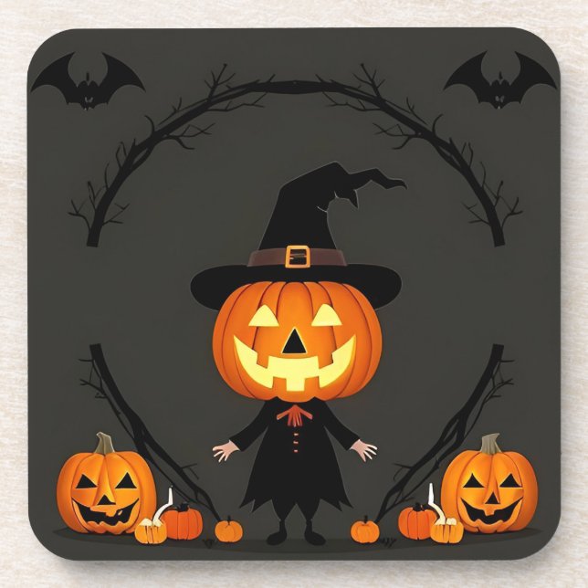 Porta-copo Cena Encantadora de Halloween com Abóbora (Frente)