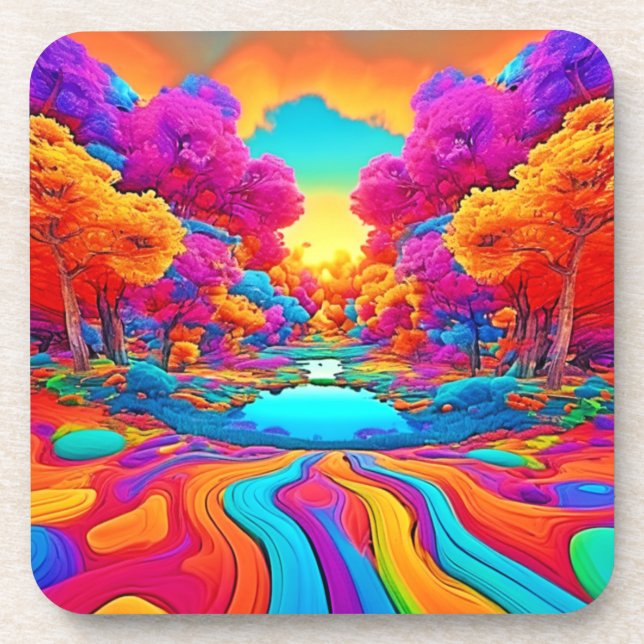 Porta-copo Cenário Fantástico Colorido (Frente)