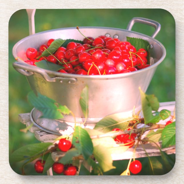 Porta-copo Cereja, Jardim de Algodão Rosalinde (Frente)