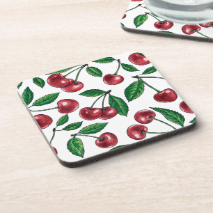 Porta-copo Cerejas vermelhas sobre branco