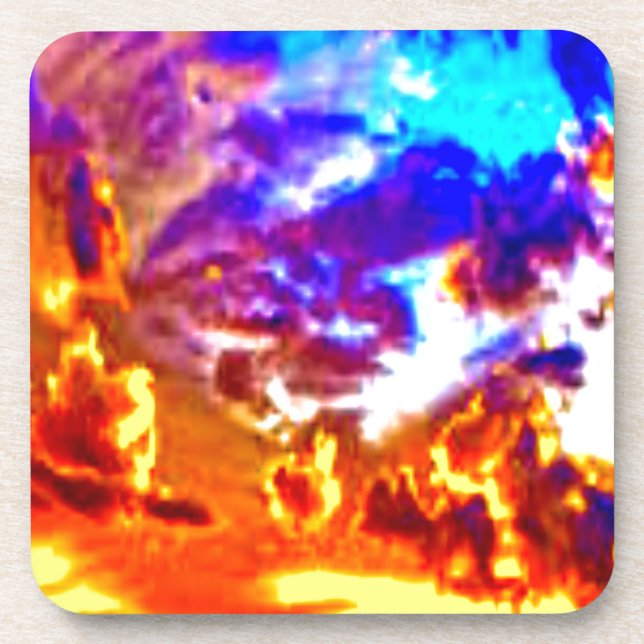 Porta-copo Céu Artístico Azul, Laranja e Amarelo (Frente)