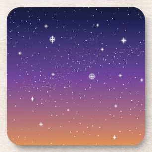 Porta-copo Céu roxo e dourado de pôr do sol estrelado
