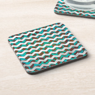 Porta-copo Cevron Dalmaciano Brown e Teal