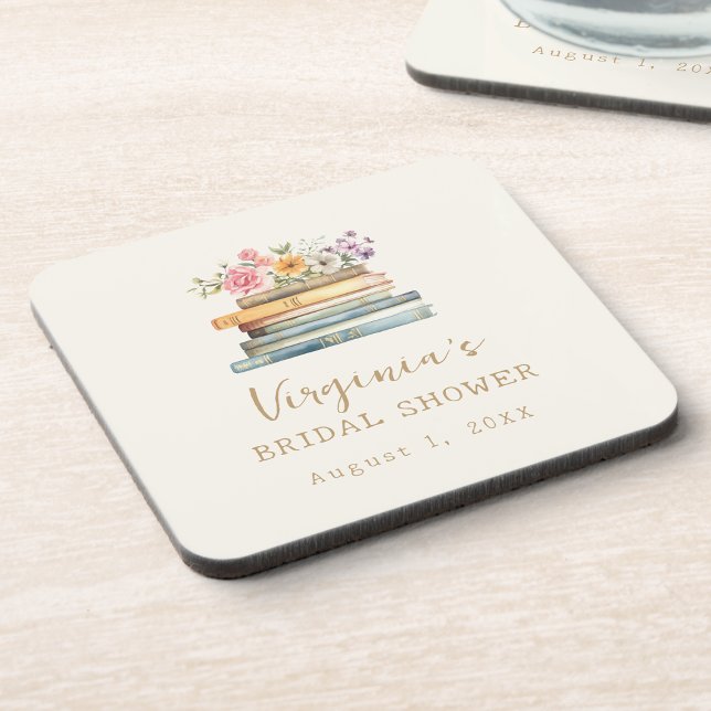 Porta-copo Chá de Noiva da A New Chapter Books (A New Chapter Wildflower Books Bridal Shower Beverage Coaster by Painted Paperie
)