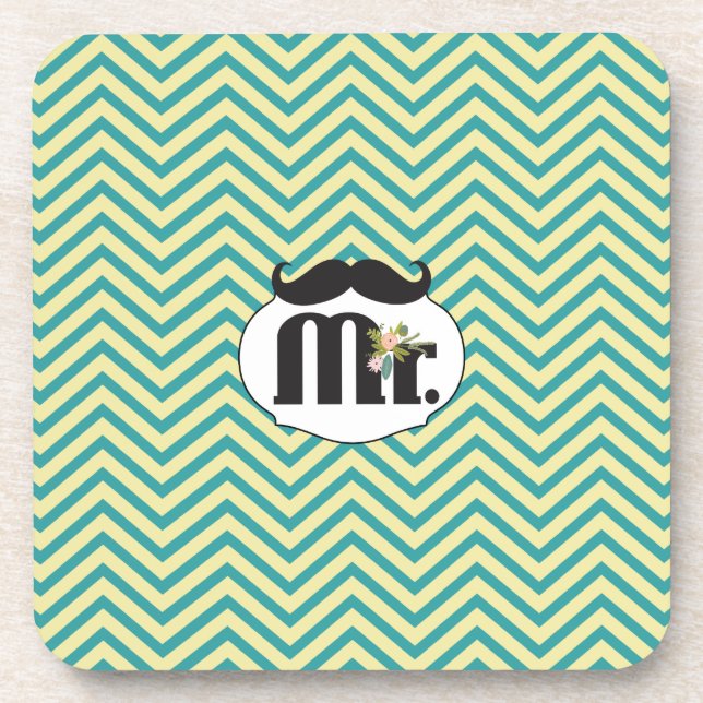 Porta-copo Chalkboard Sr. Yellow e Green Zigzag Chevron (Frente)