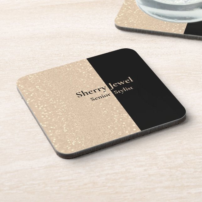 Porta-copo Champagne Sparkle Personalizado Glitter e Preto (Left Side)