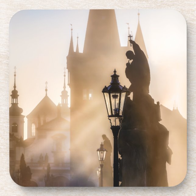 Porta-copo Charles Bridge in the Sunrise Hard plastic coaster (Frente)