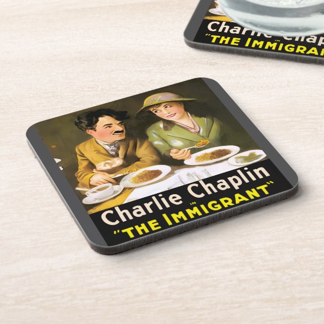 Porta-copo Charlie Chaplin/A Coaster De Bebidas Imigrantes (Left Side)