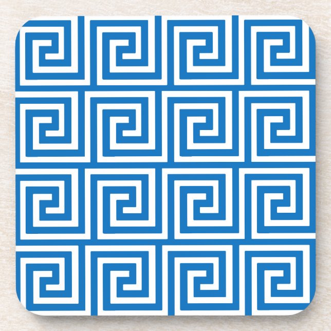 Porta-copo Chave grega, azul-ceruliano e branco (Frente)