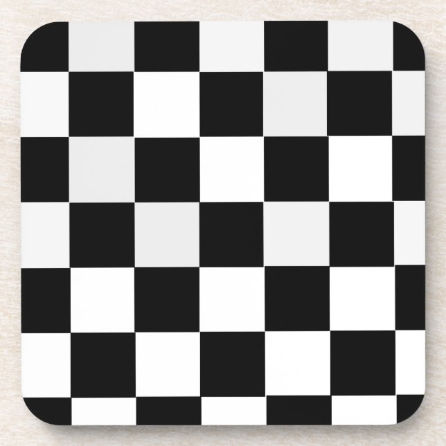 Porta-copo Checkered preto e branco (Frente)