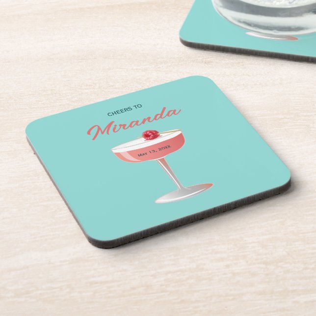 Porta-copo Cheers to [Name] Personalized Party  (Left Side)