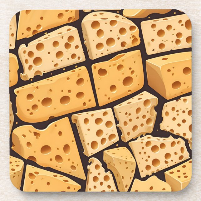 Porta-copo Cheese Pieces With Natural Holes Cute Pattern  (Frente)