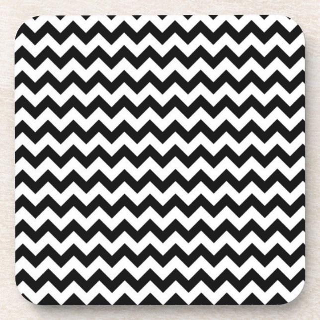 Porta-copo Chevron Preto e Branco (Frente)