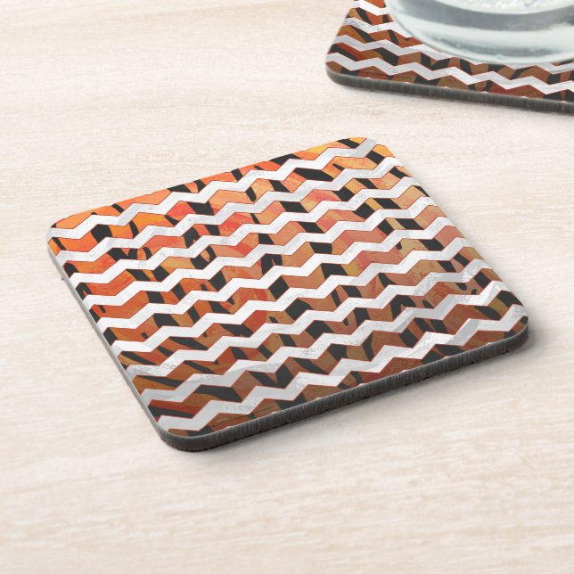 Porta-copo Chevron Tiger - Laranja quente e Impressão preto (Left Side)